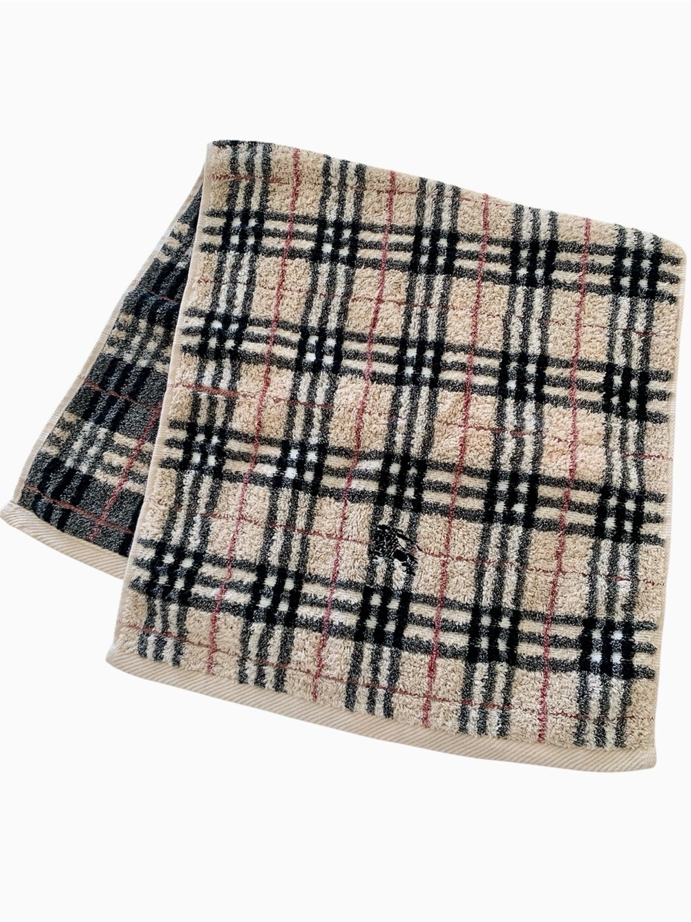 BURBERRY London Nova Check Face Towel Japan 100% Cotton 13” x 27.5” EUC Unused